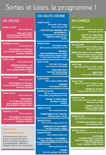 Visuel agenda des sorties